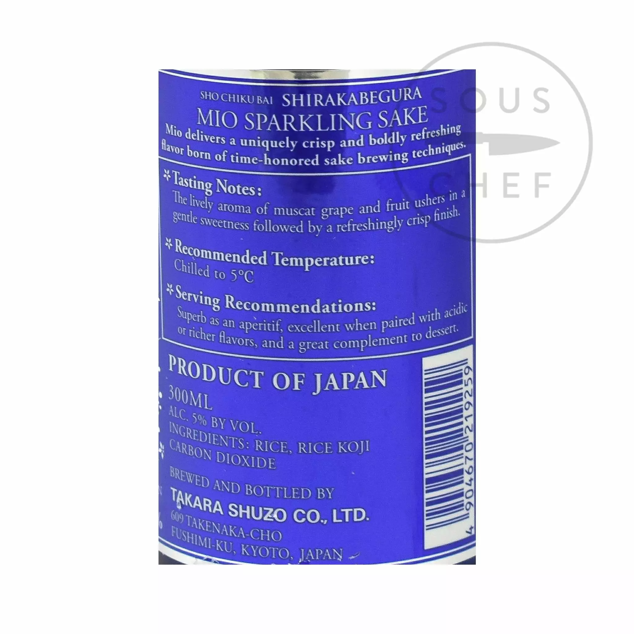 Ingredients Shochikubai Mio Sparkling Sake 300ml 4 Ingredients Shochikubai Mio Sparkling Sake 300ml