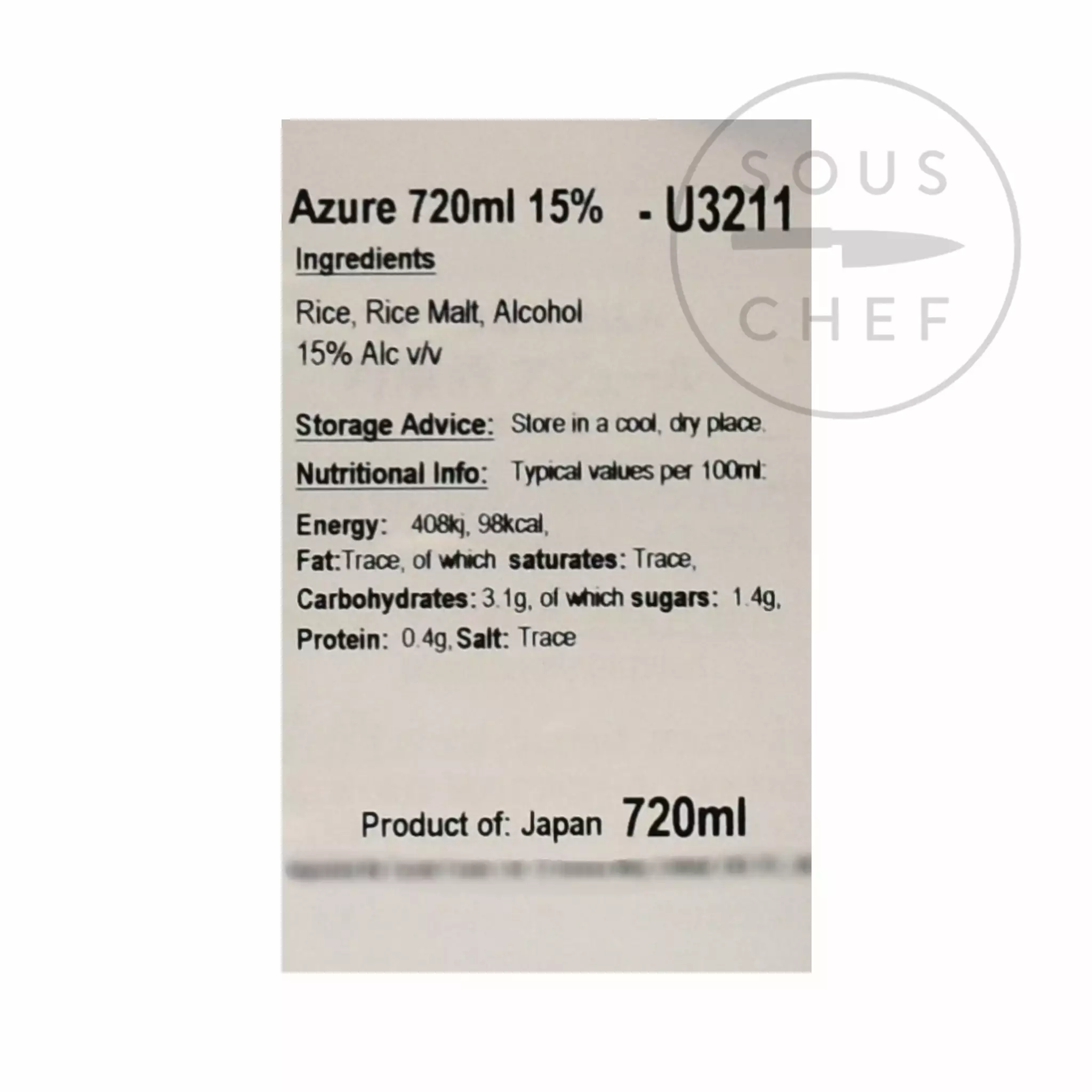 Tosatsuru Azure Sake 720ml 5 Tosatsuru Azure Sake 720ml
