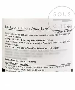 Fukuju Yuzu Sake 500ml Ingredients