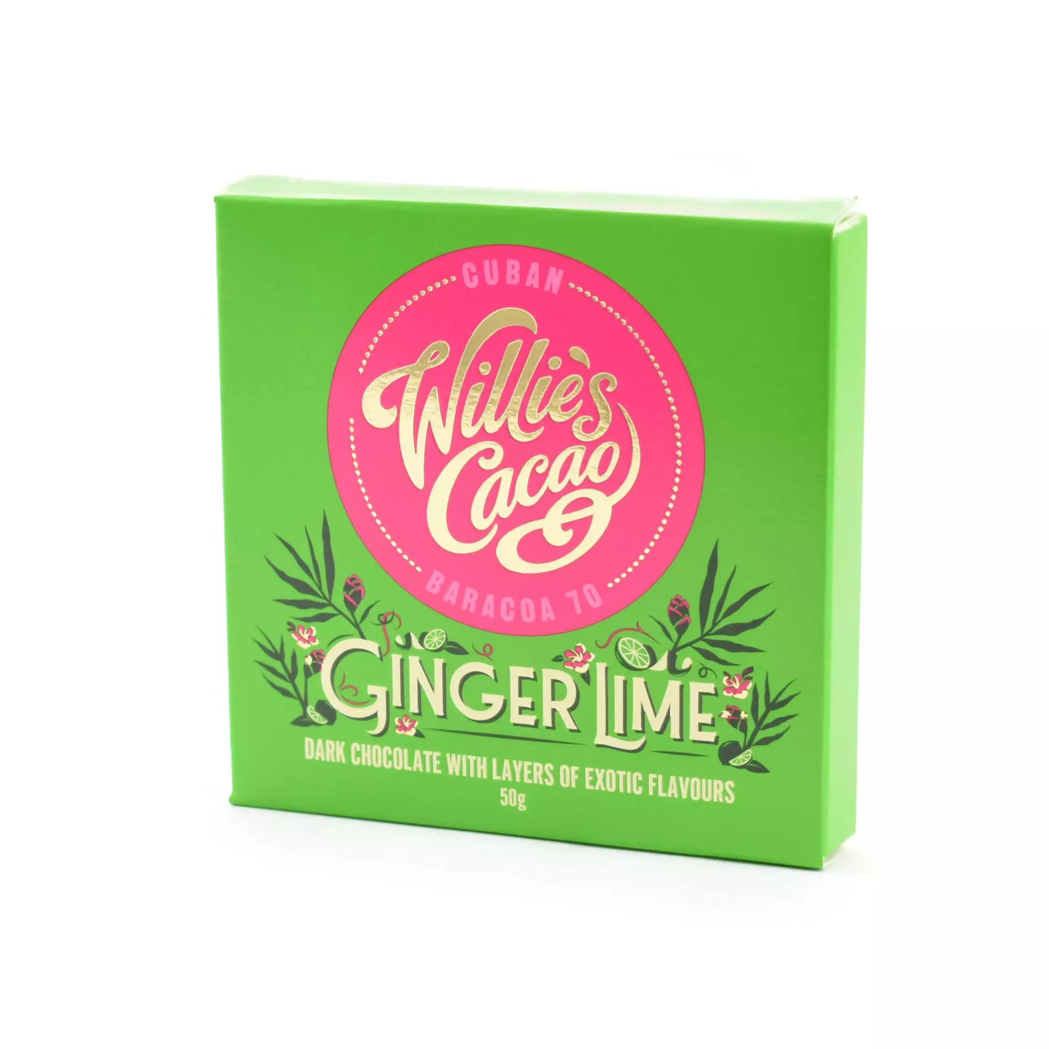 Ingredients Willie's Cacao Ginger Lime Dark Chocolate 50g 3 Ingredients Willie's Cacao Ginger Lime Dark Chocolate 50g