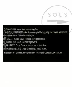 Ingredients Willie's Cacao Madagascan Black 100% Cooking Chocolate 180g