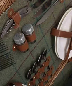 Willow Direct Tweed Picnic Hamper For 4 Green 12 Willow Direct Tweed Picnic Hamper For 4 Green