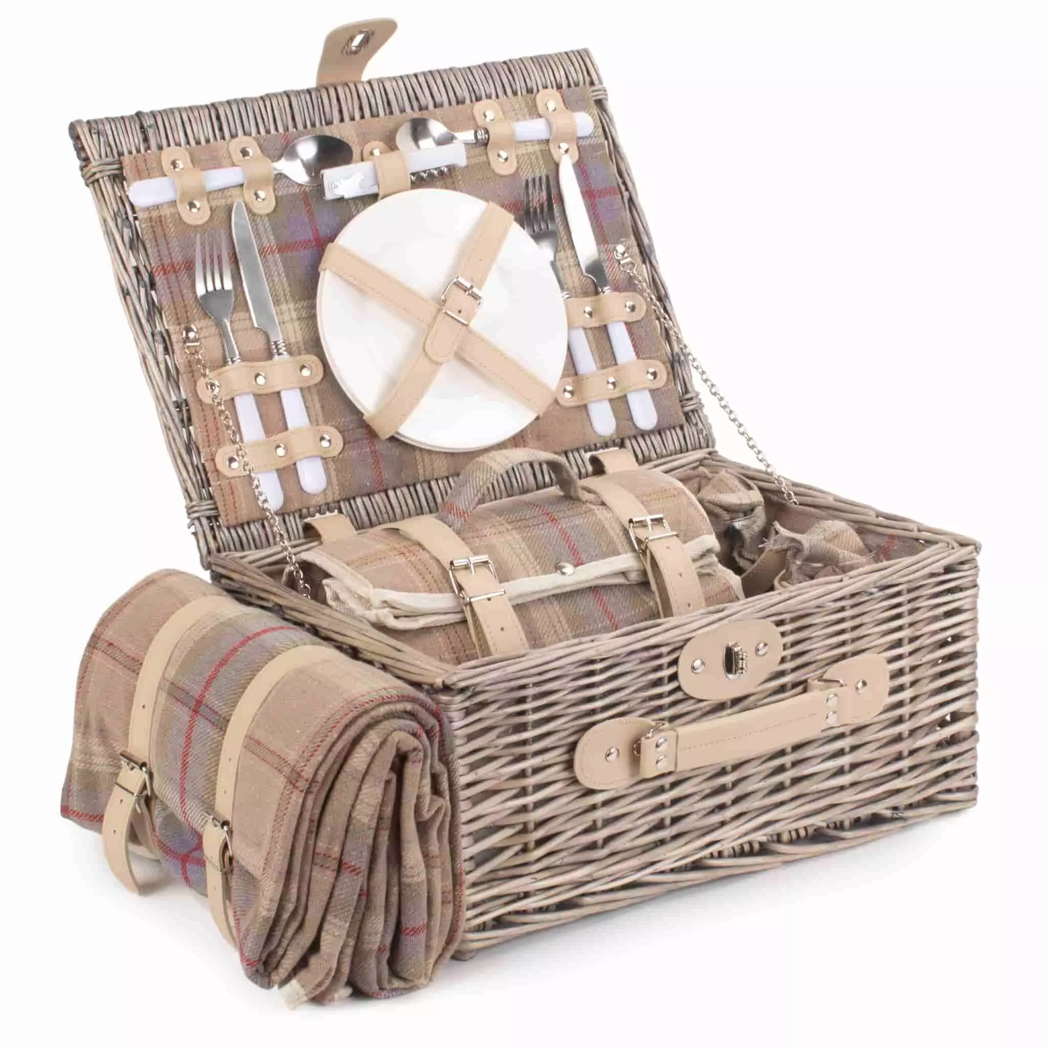 Willow Direct Tartan Picnic Hamper For 2 Lavender 3 Willow Direct Tartan Picnic Hamper For 2 Lavender