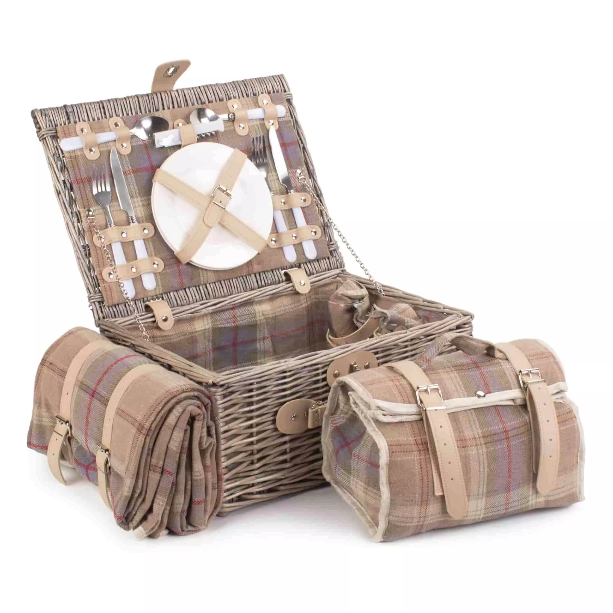 Willow Direct Tartan Picnic Hamper For 2 Lavender 4 Willow Direct Tartan Picnic Hamper For 2 Lavender