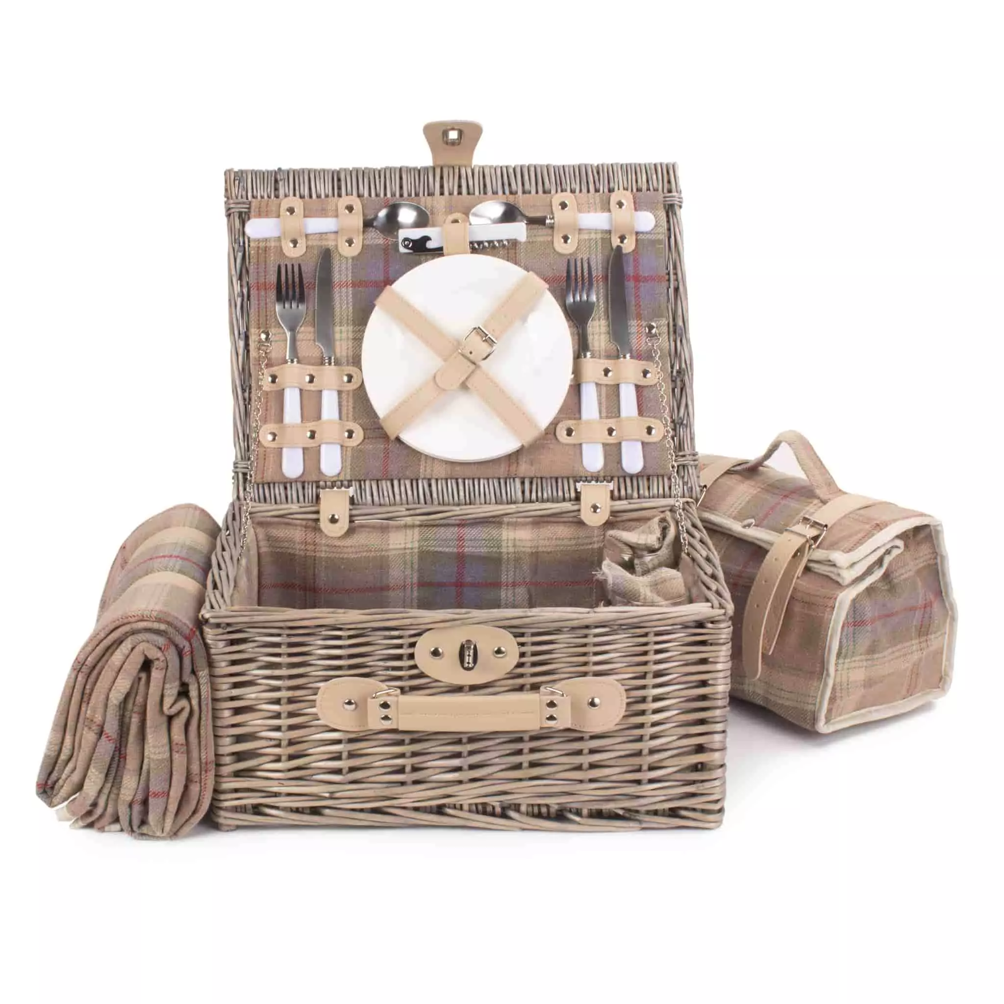 Willow Direct Tartan Picnic Hamper For 2 Lavender 5 Willow Direct Tartan Picnic Hamper For 2 Lavender