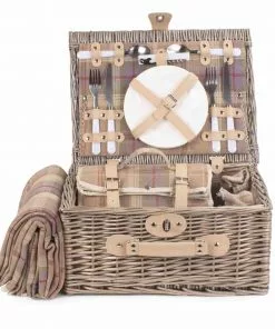 Willow Direct Tartan Picnic Hamper For 2 Lavender 11 Willow Direct Tartan Picnic Hamper For 2 Lavender