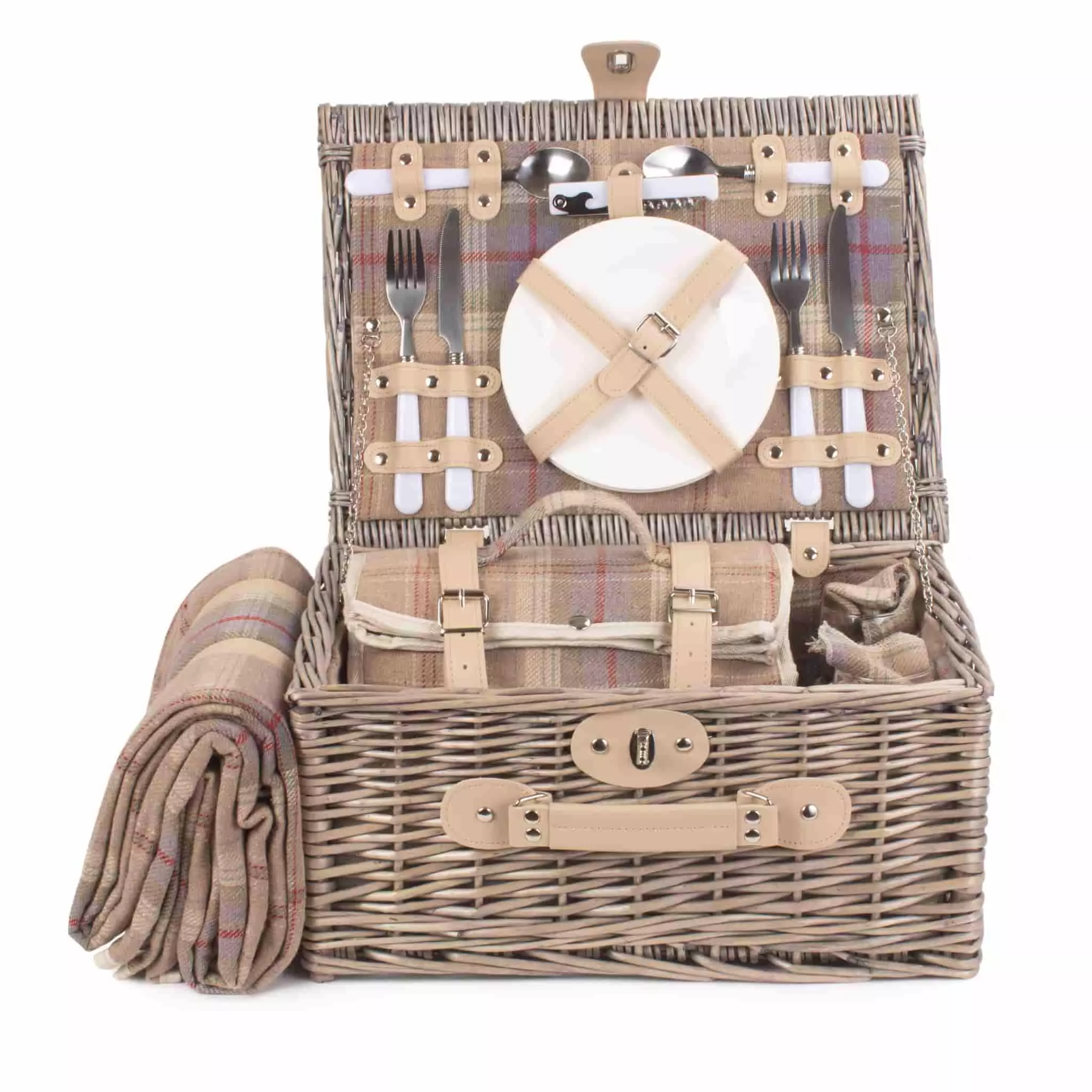 Willow Direct Tartan Picnic Hamper For 2 Lavender 6 Willow Direct Tartan Picnic Hamper For 2 Lavender