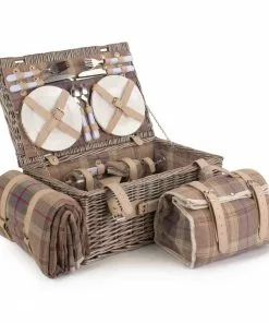 Willow Direct Tartan Picnic Hamper For 4 Lavender