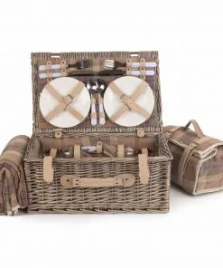 Willow Direct Tartan Picnic Hamper For 4 Lavender