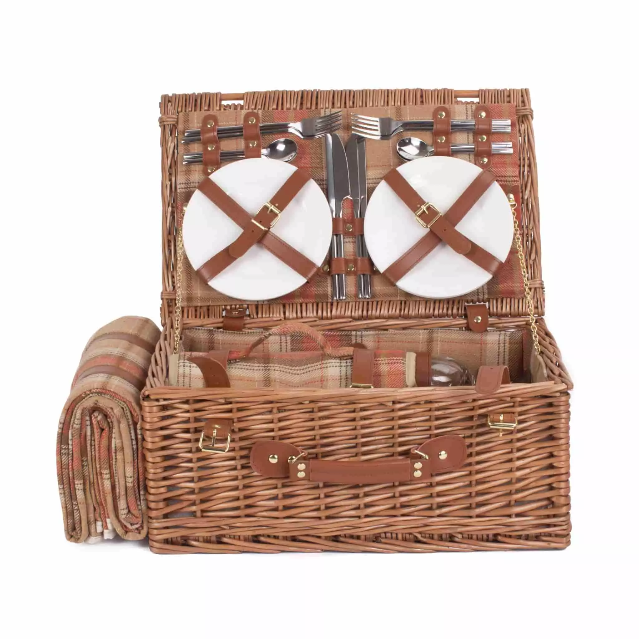 Willow Direct Tartan Picnic Hamper For 4 Autumn Red 6 Willow Direct Tartan Picnic Hamper For 4 Autumn Red