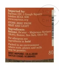 Zaytoun Palestinian Za'atar 80g Ingredients