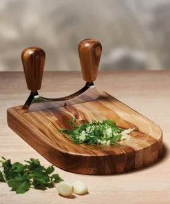 Kitchencraft Acacia Wood Hachoir Mezzaluna Set