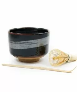 Kiji Stoneware & Ceramics Black Glaze Matcha Bowl Set Tableware
