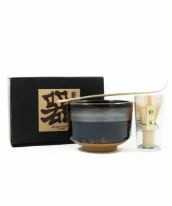 Kiji Stoneware & Ceramics Black Glaze Matcha Bowl Set Tableware