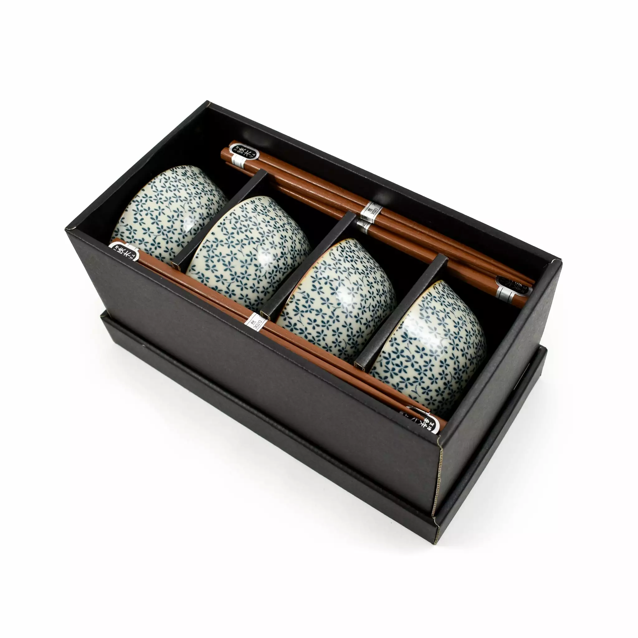 Kiji Stoneware & Ceramics Blue & White Flower Rice Bowl Set With Chopsticks 5 Kiji Stoneware & Ceramics Blue & White Flower Rice Bowl Set With Chopsticks