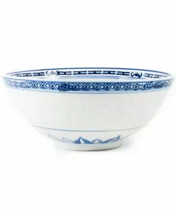 Chinese Tableware Blue Rice Pattern Serving Bowl 20.3cm Tableware
