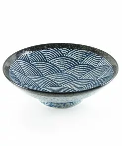 Kiji Stoneware & Ceramics Blue Wave Large Shallow Bowl