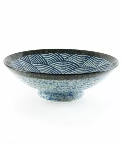 Kiji Stoneware & Ceramics Blue Wave Large Shallow Bowl