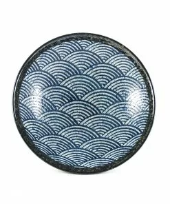 Kiji Stoneware & Ceramics Blue Wave Large Shallow Bowl 8 Kiji Stoneware & Ceramics Blue Wave Large Shallow Bowl