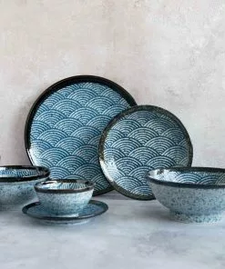 Kiji Stoneware & Ceramics Tableware Blue Wave Noodle Bowl