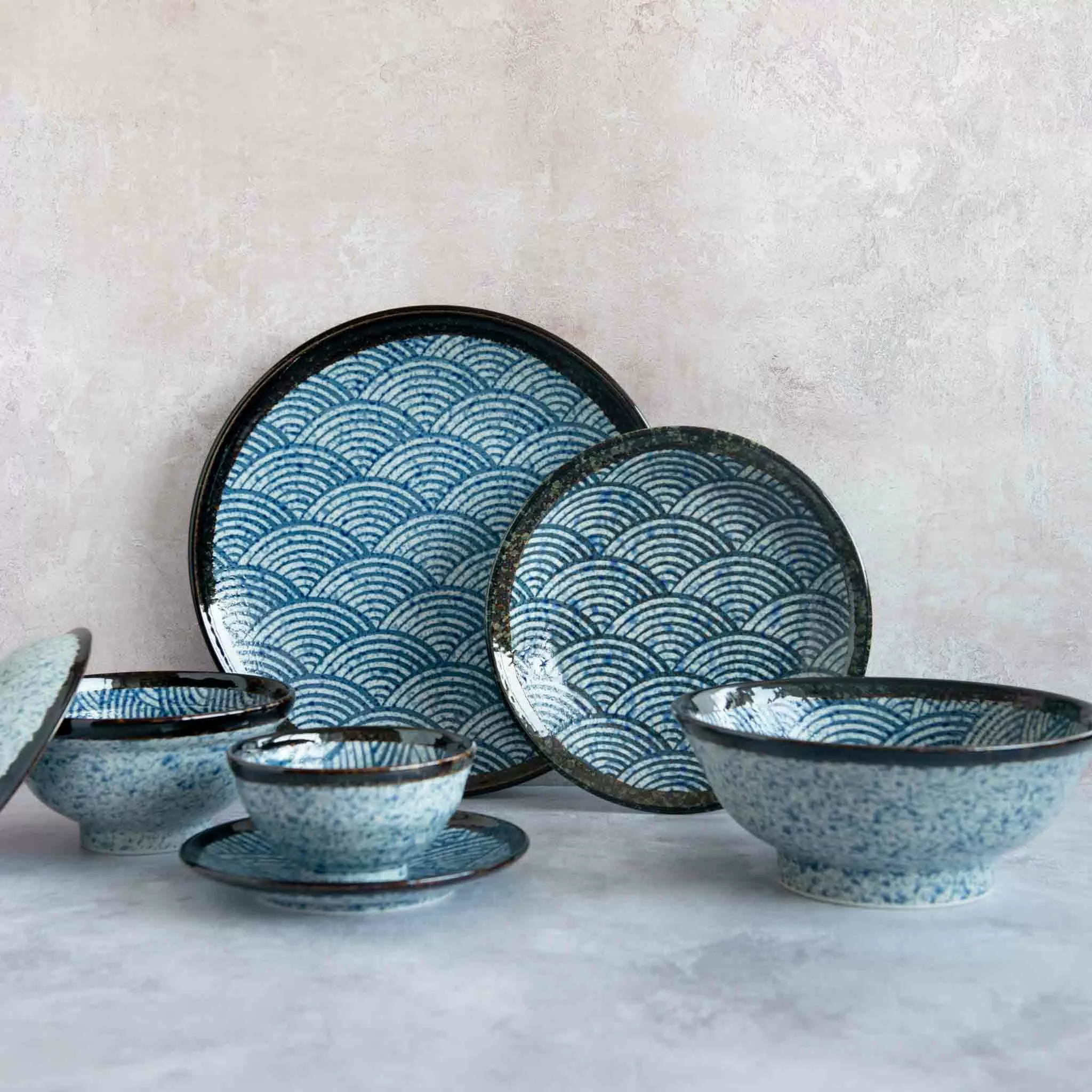 Kiji Stoneware & Ceramics Blue Wave Side Plate 6 Kiji Stoneware & Ceramics Blue Wave Side Plate