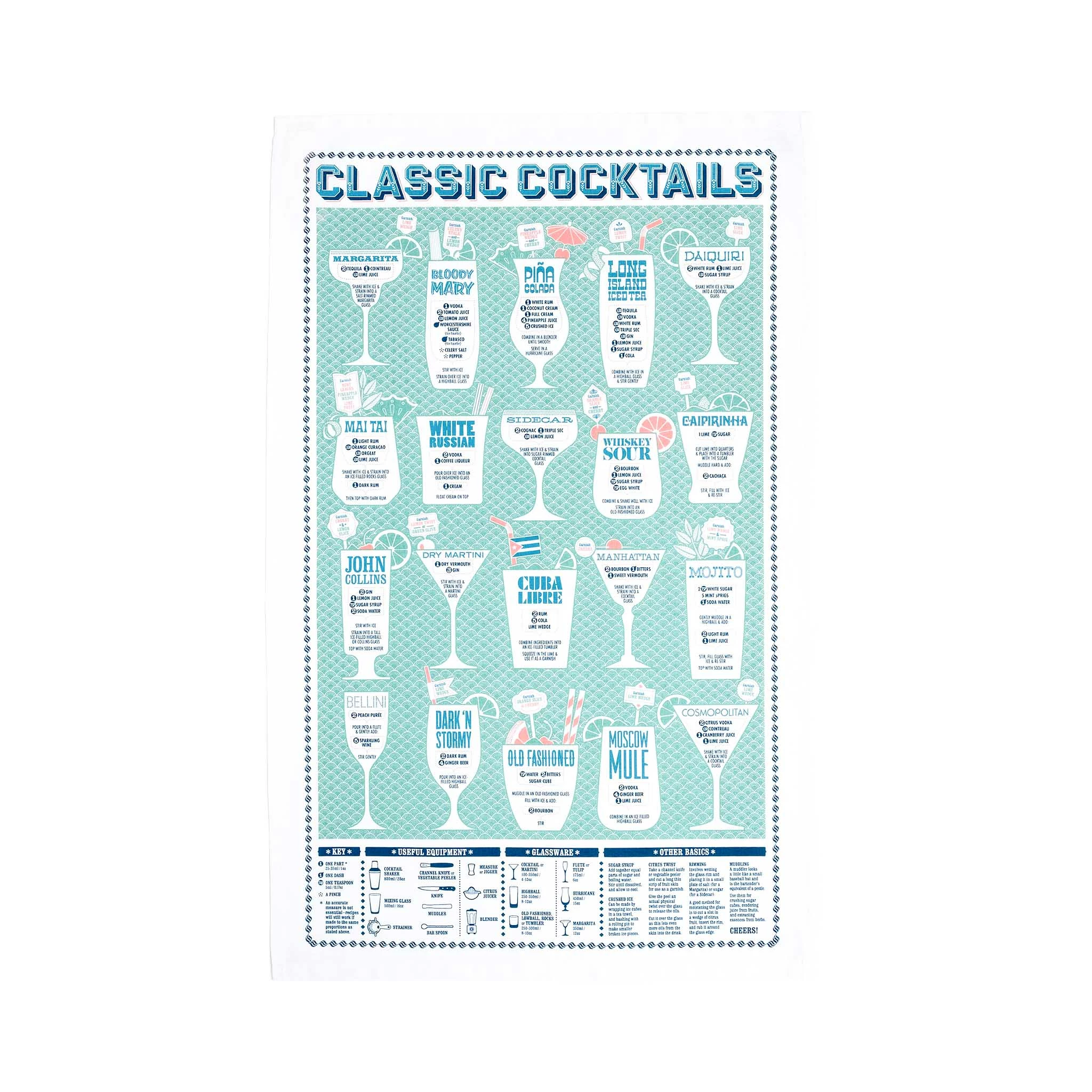 Stuart Gardiner Classic Cocktails Tea Towel Kitchen Linen 3 Stuart Gardiner Classic Cocktails Tea Towel Kitchen Linen