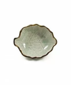 Kiji Stoneware & Ceramics Cream & Pale Green Leaf Dish