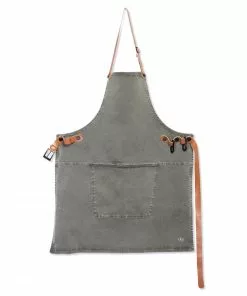 Dutchdeluxes Canvas BBQ Apron In Grey-Green