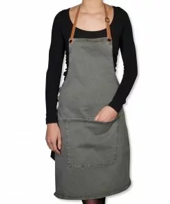 Dutchdeluxes Canvas BBQ Apron In Grey-Green
