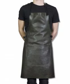 Cookware Dutchdeluxes Leather BBQ Apron In Vintage Grey