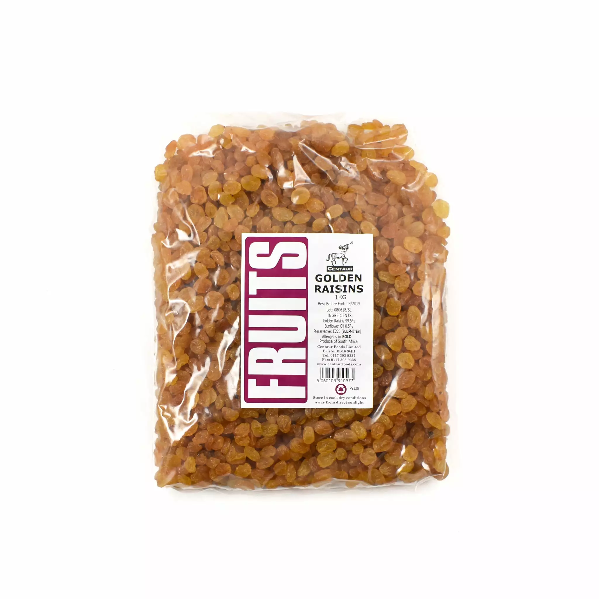 Centaur Golden Raisins 1kg Ingredients 3 Centaur Golden Raisins 1kg Ingredients