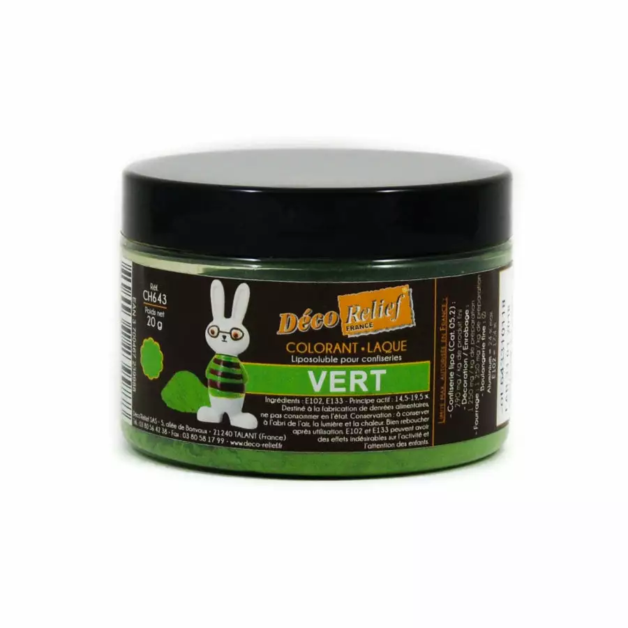 Deco Relief Green Gloss Food Colour For Chocolate 20g Ingredients 3 Deco Relief Green Gloss Food Colour For Chocolate 20g Ingredients