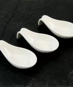Kiji Stoneware & Ceramics White Drop Handle Canape Dish X 12