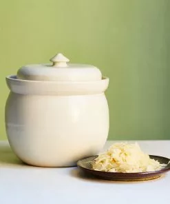Sauerkraut Pots Handmade Stoneware Fermenting Crock In White 2 Litre