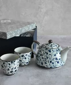 Kiji Stoneware & Ceramics Tableware Shizen Blue Japanese Teapot & Teacup Set