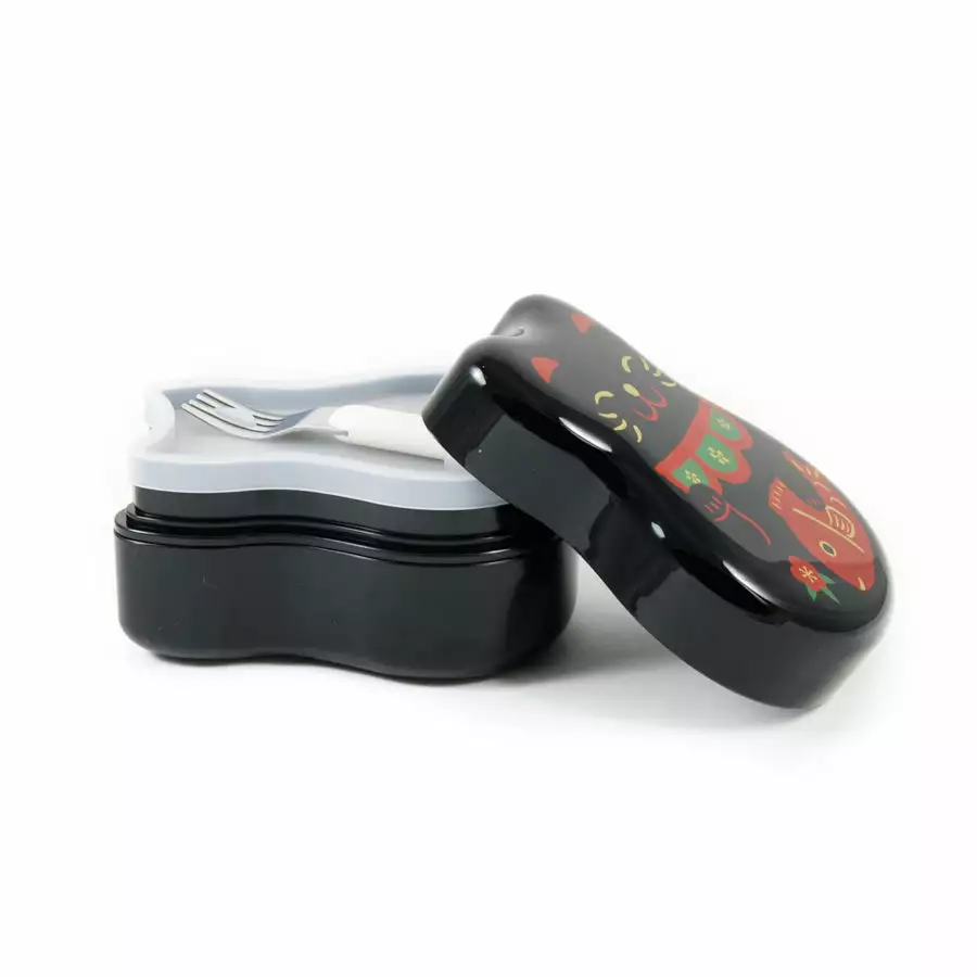 Hakoya Maruko Black Cat 2-Tier Bento Box 520ml Tableware 4 Hakoya Maruko Black Cat 2-Tier Bento Box 520ml Tableware