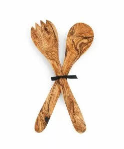 Naturally Med Olive Wood Salad Server Set 30cm