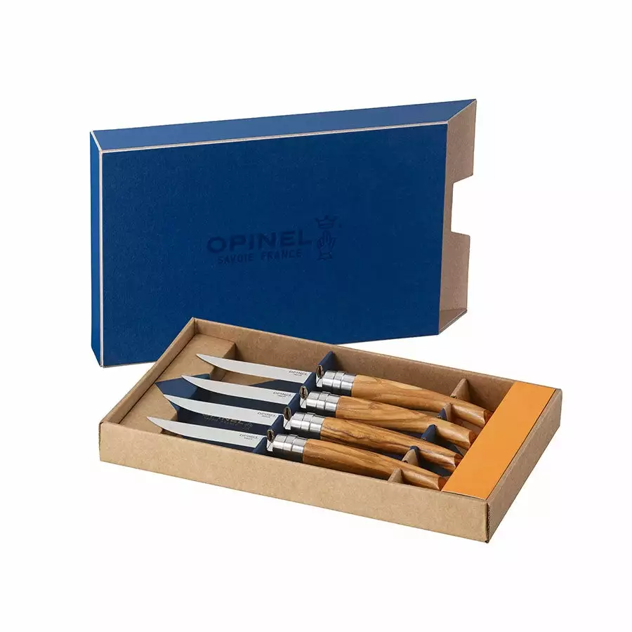 Opinel Olivewood Deluxe Steak Knife Box Set 3 Opinel Olivewood Deluxe Steak Knife Box Set