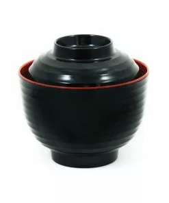 R&B Melamine Red & Black Miso Soup Bowl Tableware