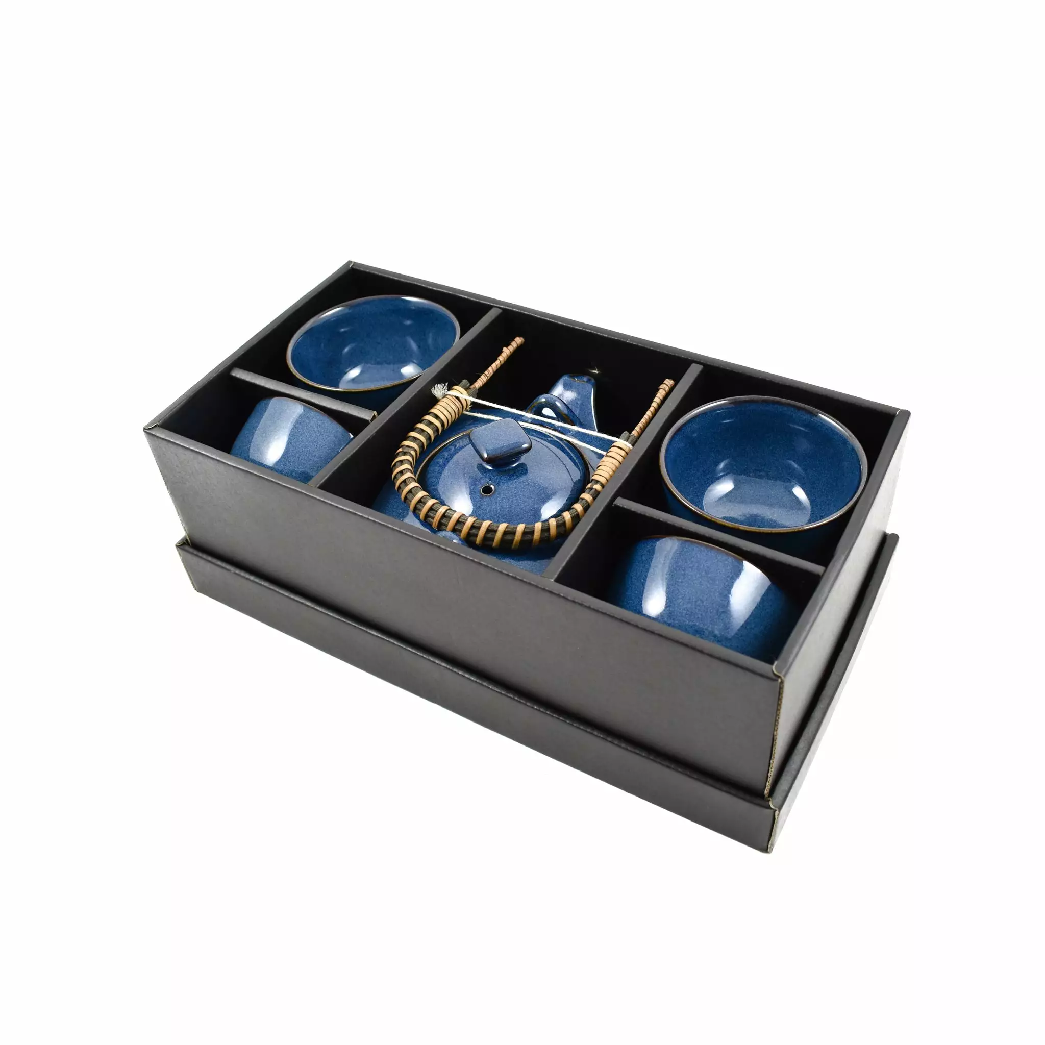 Kiji Stoneware & Ceramics Tableware Rich Blue Japanese Tea Set For Four 5 Kiji Stoneware & Ceramics Tableware Rich Blue Japanese Tea Set For Four