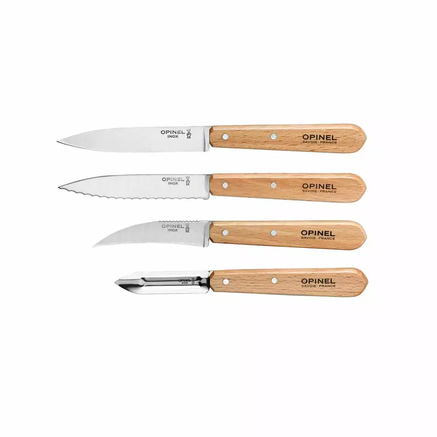 Opinel Essential Beech Handle Kitchen Knives - Set Of 4 Cookware 3 Opinel Essential Beech Handle Kitchen Knives - Set Of 4 Cookware