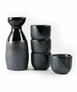 Kiji Stoneware & Ceramics Tableware Black Sake Set