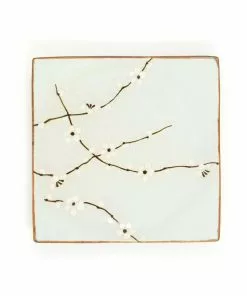 Kiji Stoneware & Ceramics Sakura Blossom Square Plate