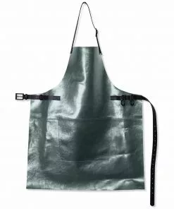 Dutchdeluxes Leather BBQ Apron In Metallic Grey Cookware