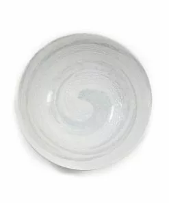 Kiji Stoneware & Ceramics White & Grey Swoosh Ramen Bowl Tableware